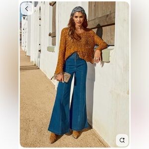 Altar'd State Boho 70s retro Flare Seam Stretch Trouser Jean Sz L NO BELT